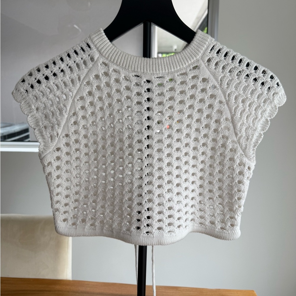 Zara White Crochet Knit Top